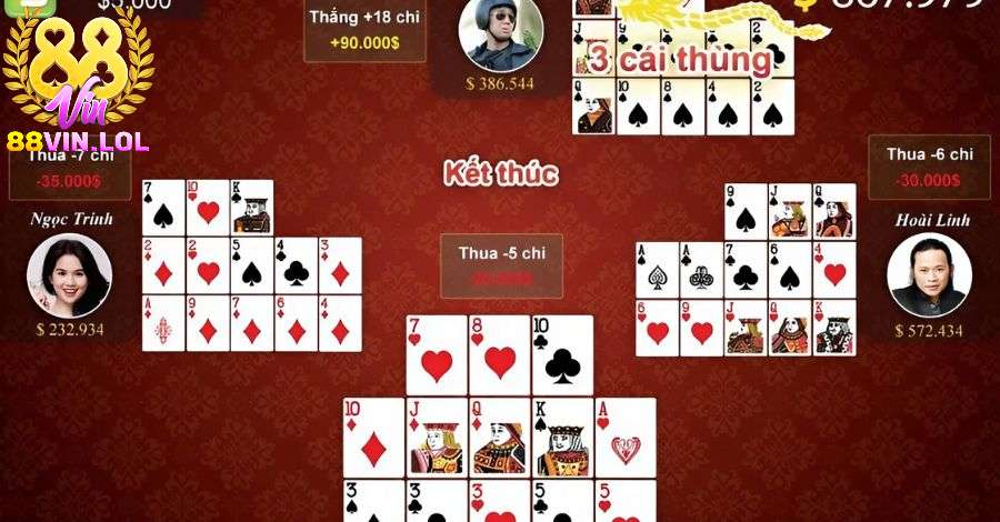 Game bài Mậu Binh sử dụng bộ bài Tây 52 lá để phân định thắng thua
